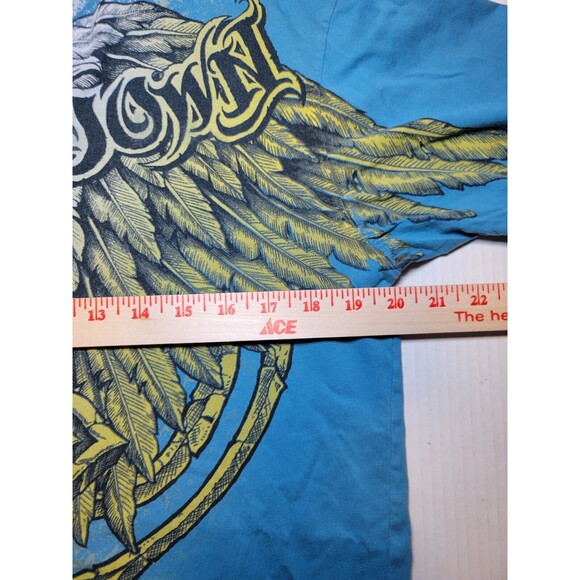 Throwdown Premium Cross Wings Blue‎ Gold Double-sided MMA Spellout Logo Mens L - Picture 5 of 6